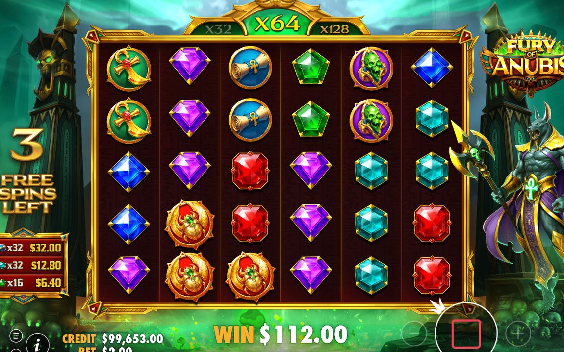 Free Spins-läget där multiplikatorn fördubblas per Tumble