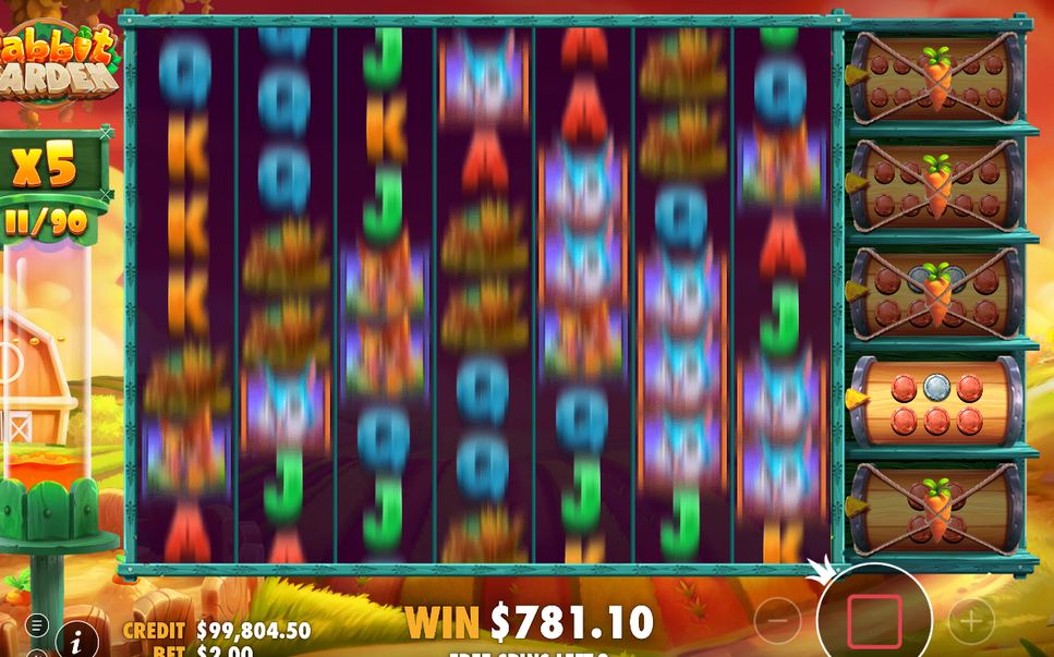 Free spins med COIN-värden och multiplikator på skärmen