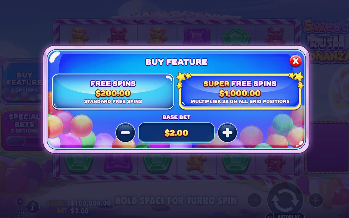 Super Free Spins-läget på 6x5-rutnätet